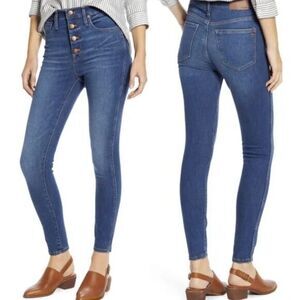 NEW Madewell High Rise‎ Button Front Skinny Jeans In Daventry wash, 28